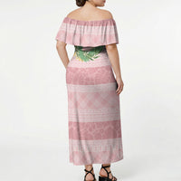 Hawai'i Paniolo Maile Twisted Lei Off Shoulder Maxi Dress Dusty Rose LT7 - Polynesian Pride