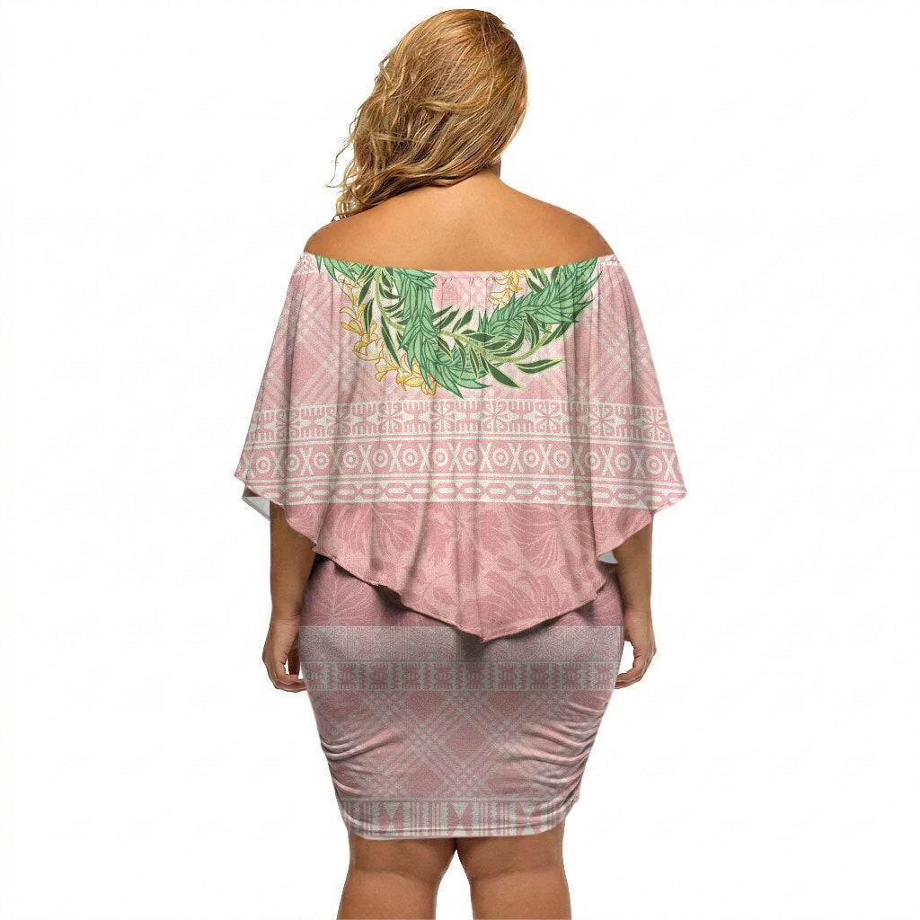 Hawai'i Paniolo Maile Twisted Lei Off Shoulder Short Dress Dusty Rose LT7 - Polynesian Pride