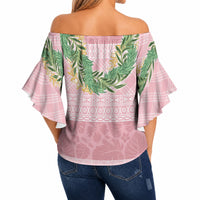 Hawai'i Paniolo Maile Twisted Lei Off Shoulder Wrap Waist Top Dusty Rose LT7 - Polynesian Pride