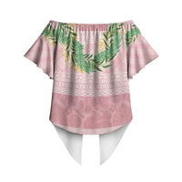 Hawai'i Paniolo Maile Twisted Lei Off Shoulder Wrap Waist Top Dusty Rose LT7 - Polynesian Pride