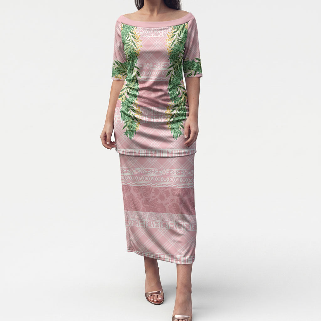 Hawai'i Paniolo Maile Twisted Lei Puletasi Dusty Rose LT7 Long Dress Dusty Rose - Polynesian Pride