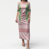 Hawai'i Paniolo Maile Twisted Lei Puletasi Dusty Rose LT7 Long Dress Dusty Rose - Polynesian Pride