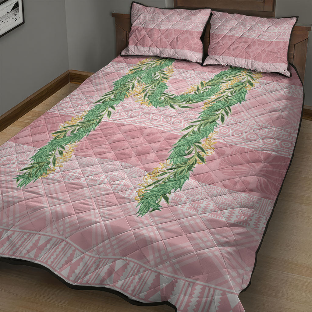 Hawai'i Paniolo Maile Twisted Lei Quilt Bed Set Dusty Rose LT7 - Polynesian Pride
