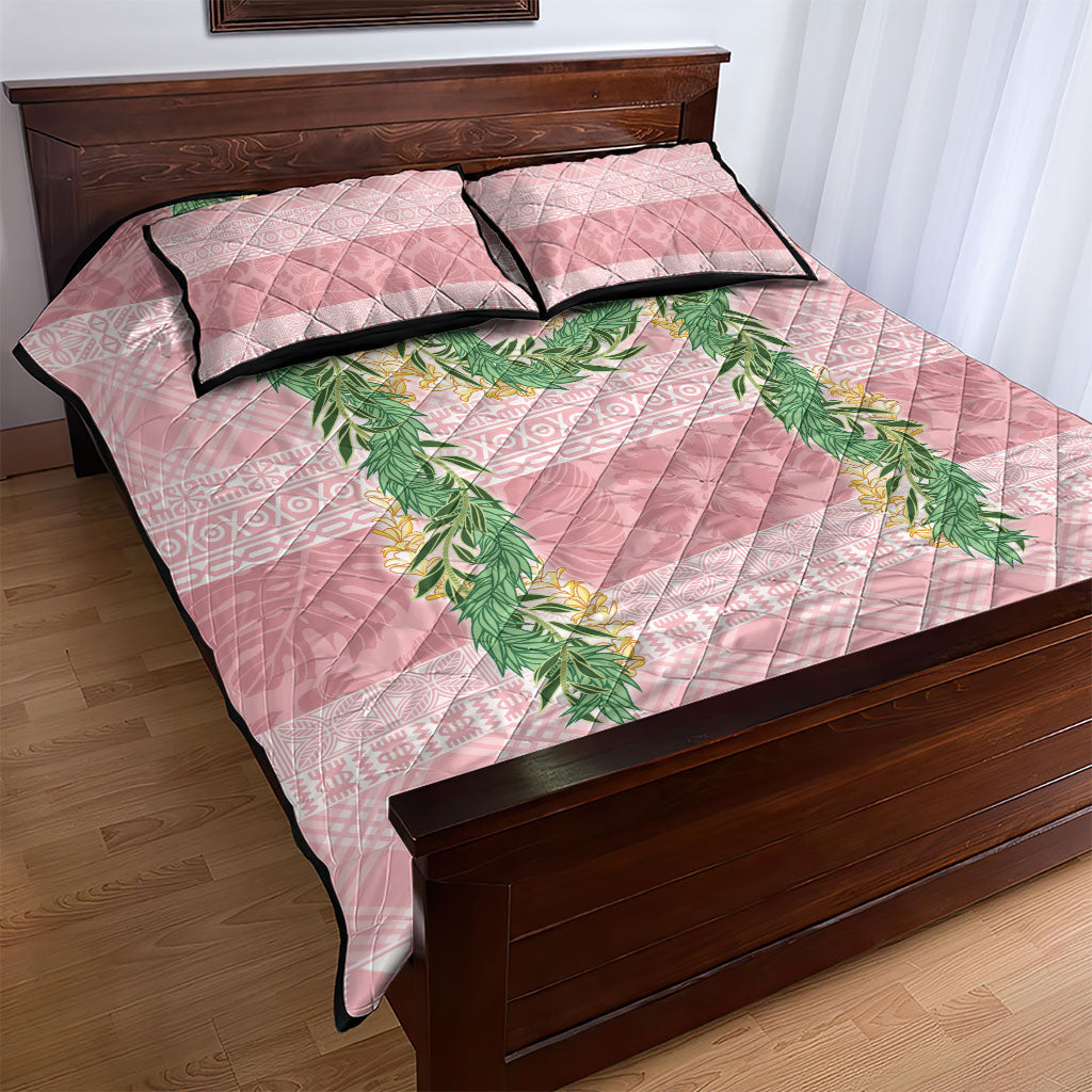 Hawai'i Paniolo Maile Twisted Lei Quilt Bed Set Dusty Rose LT7 - Polynesian Pride