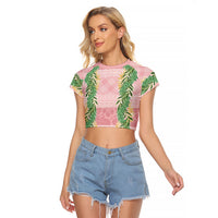 Hawai'i Paniolo Maile Twisted Lei Raglan Cropped T Shirt Dusty Rose LT7 Female Dusty Rose - Polynesian Pride