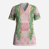 Hawai'i Paniolo Maile Twisted Lei Scrub Top Dusty Rose LT7 Adult Dusty Rose - Polynesian Pride