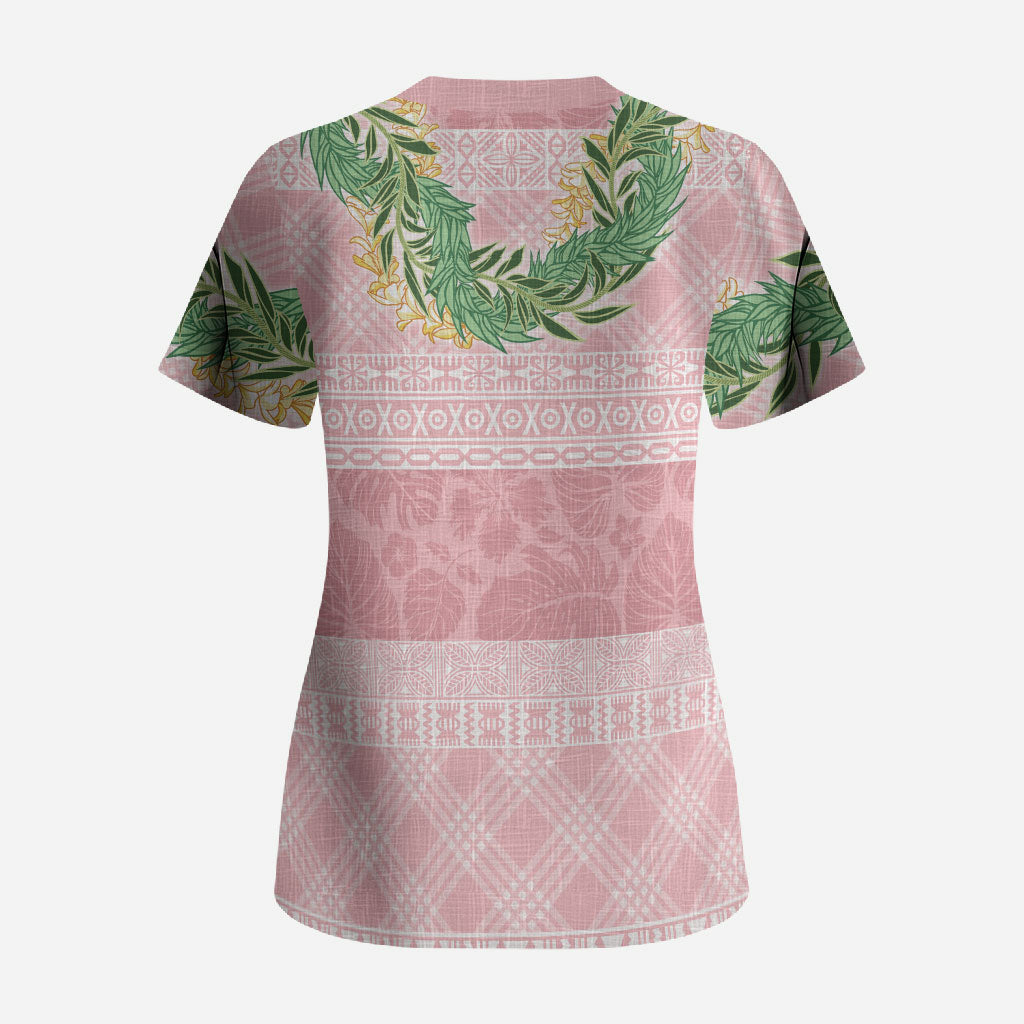 Hawai'i Paniolo Maile Twisted Lei Scrub Top Dusty Rose LT7 - Polynesian Pride