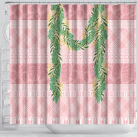 Hawai'i Paniolo Maile Twisted Lei Shower Curtain Dusty Rose LT7 - Polynesian Pride