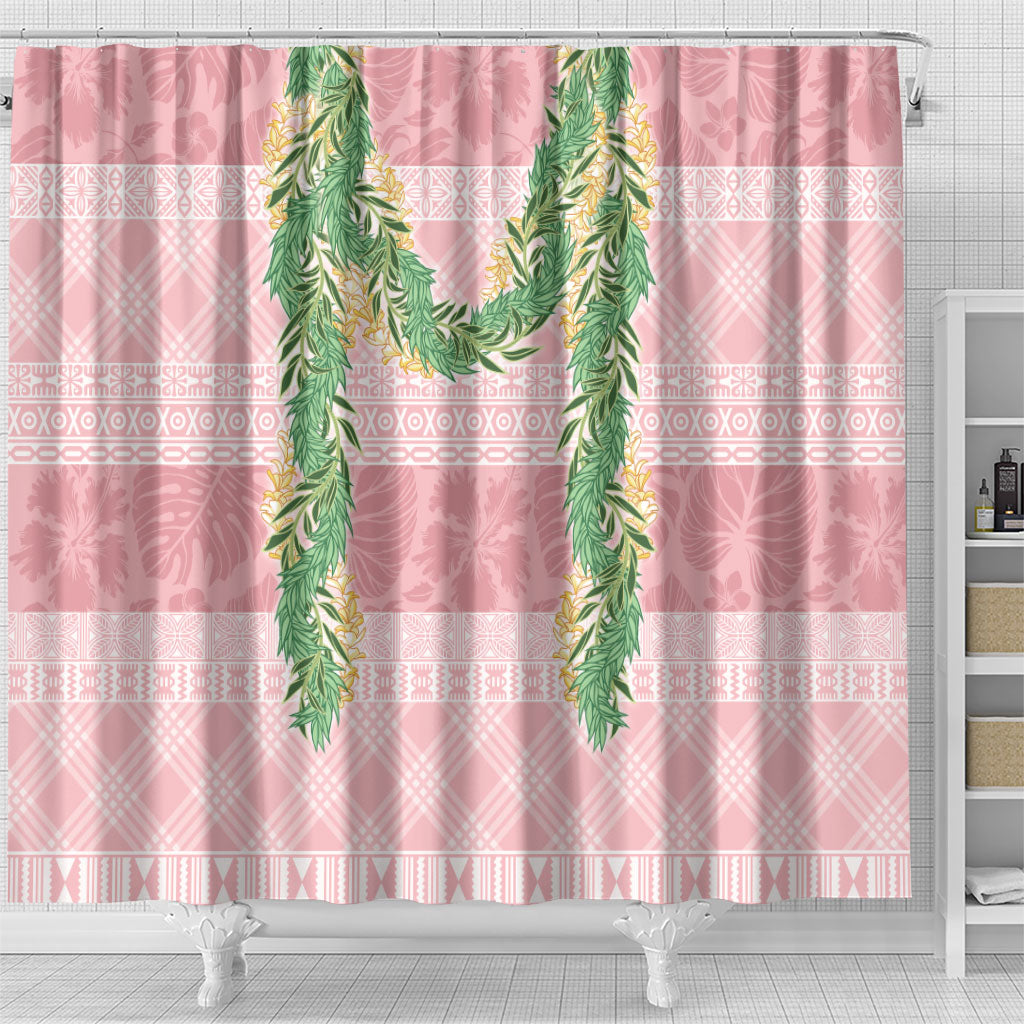 Hawai'i Paniolo Maile Twisted Lei Shower Curtain Dusty Rose LT7 - Polynesian Pride