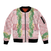 Hawai'i Paniolo Maile Twisted Lei Sleeve Zip Bomber Jacket Dusty Rose LT7 Unisex Dusty Rose - Polynesian Pride