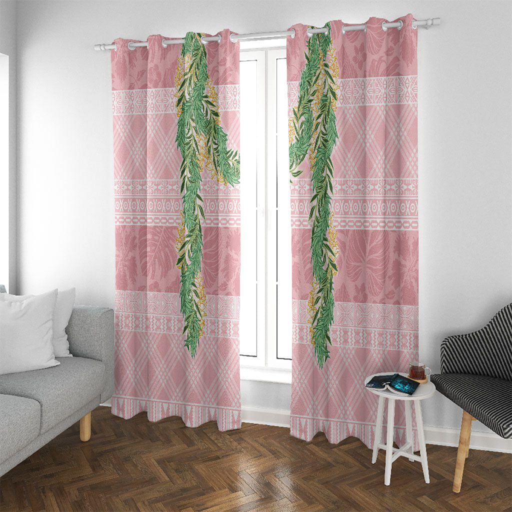 Hawai'i Paniolo Maile Twisted Lei Window Curtain Dusty Rose LT7 With Grommets Dusty Rose - Polynesian Pride