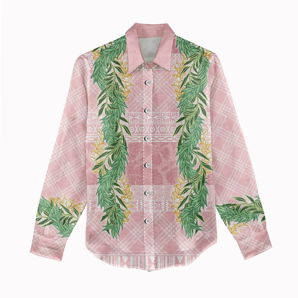 Hawai'i Paniolo Maile Twisted Lei Women Casual Shirt Dusty Rose LT7 - Polynesian Pride