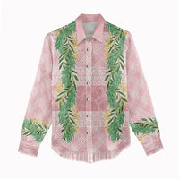 Hawai'i Paniolo Maile Twisted Lei Women Casual Shirt Dusty Rose LT7 - Polynesian Pride