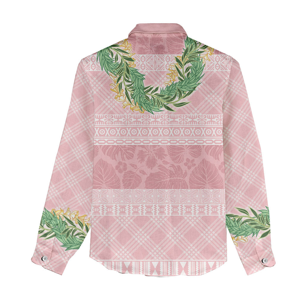 Hawai'i Paniolo Maile Twisted Lei Women Casual Shirt Dusty Rose LT7 - Polynesian Pride