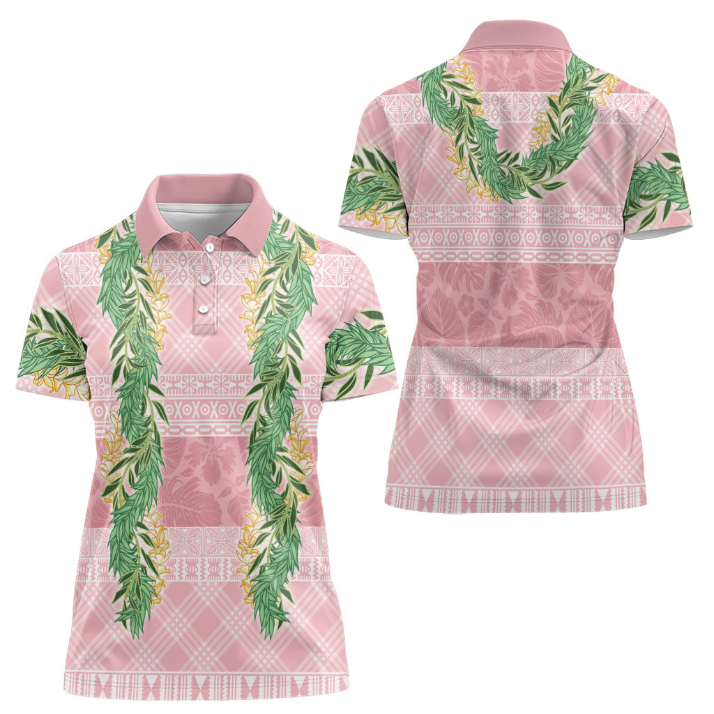 Hawai'i Paniolo Maile Twisted Lei Women Polo Shirt Dusty Rose LT7 - Polynesian Pride