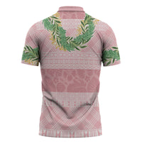 Hawai'i Paniolo Maile Twisted Lei Zipper Polo Shirt Dusty Rose LT7 - Polynesian Pride