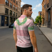 Hawai'i Paniolo Maile Twisted Lei Zipper Polo Shirt Dusty Rose LT7 - Polynesian Pride