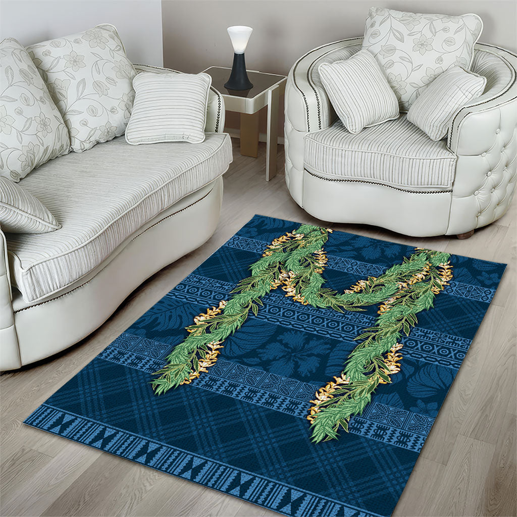 Hawai'i Paniolo Maile Twisted Lei Area Rug Cobalt Blue LT7 - Polynesian Pride