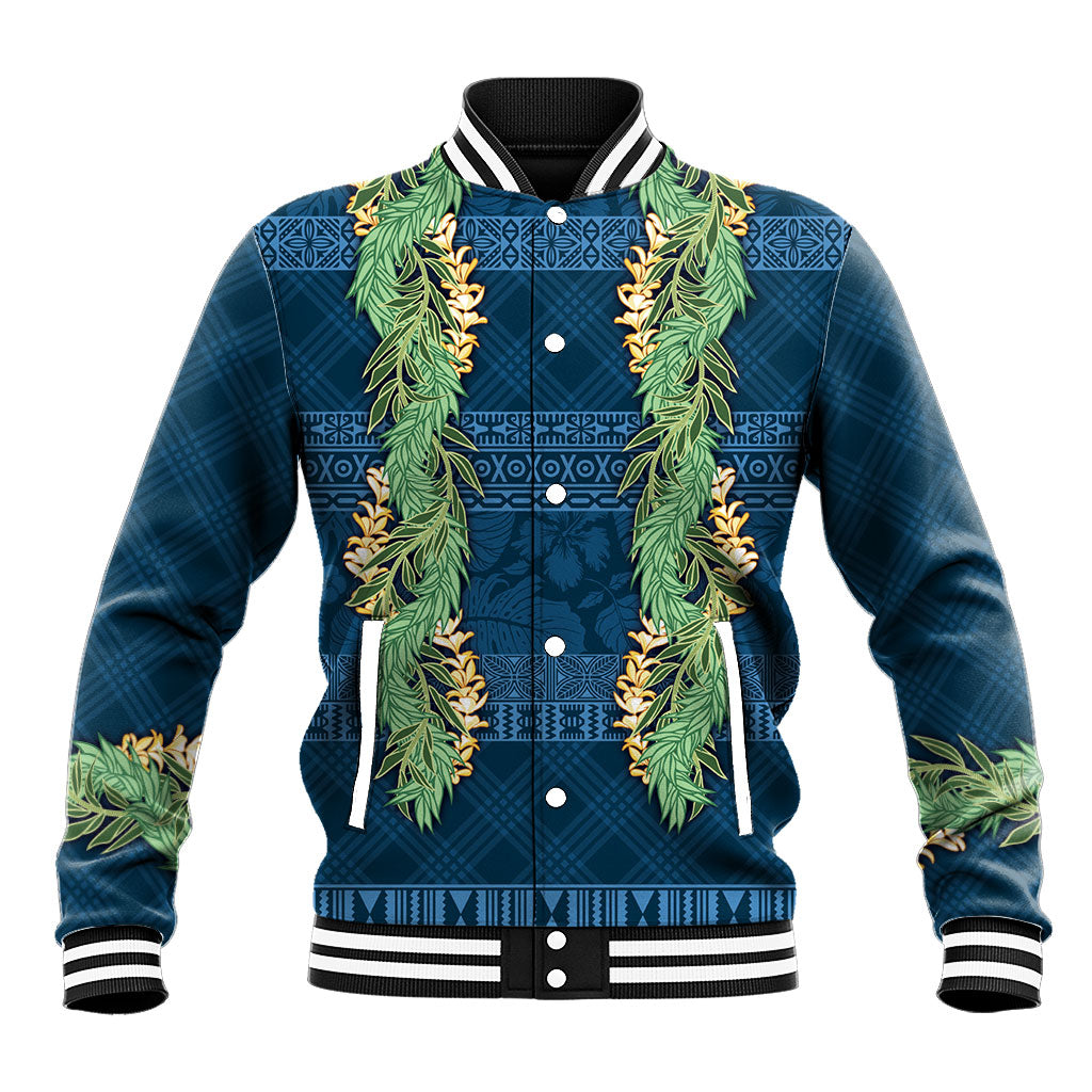 Hawai'i Paniolo Maile Twisted Lei Baseball Jacket Cobalt Blue