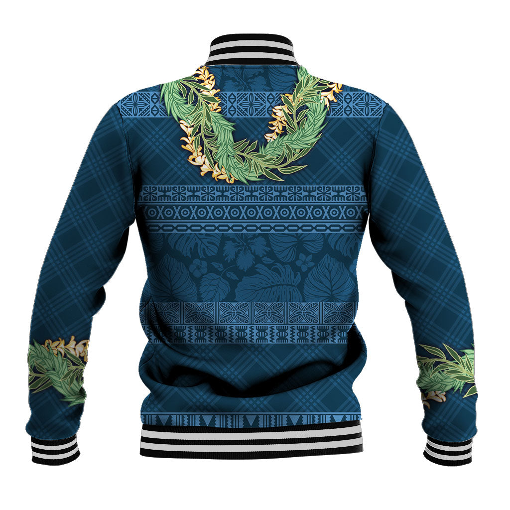 Hawai'i Paniolo Maile Twisted Lei Baseball Jacket Cobalt Blue LT7 - Polynesian Pride