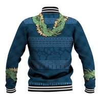 Hawai'i Paniolo Maile Twisted Lei Baseball Jacket Cobalt Blue LT7 - Polynesian Pride