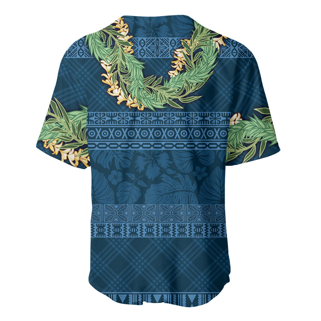 Hawai'i Paniolo Maile Twisted Lei Baseball Jersey Cobalt Blue LT7 - Polynesian Pride