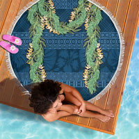 Hawai'i Paniolo Maile Twisted Lei Beach Blanket Cobalt Blue LT7 - Polynesian Pride