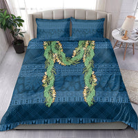Hawai'i Paniolo Maile Twisted Lei Bedding Set Cobalt Blue LT7 - Polynesian Pride