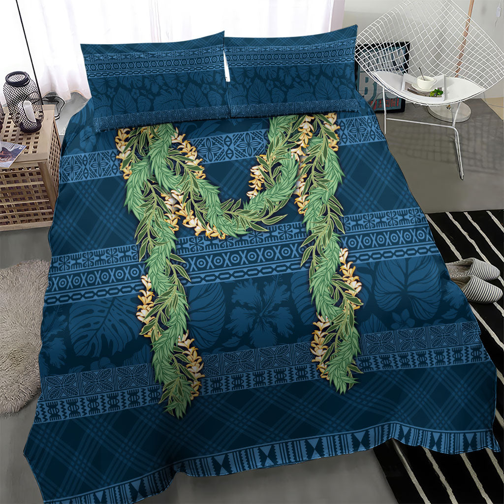 Hawai'i Paniolo Maile Twisted Lei Bedding Set Cobalt Blue LT7 - Polynesian Pride