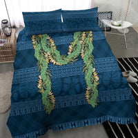 Hawai'i Paniolo Maile Twisted Lei Bedding Set Cobalt Blue LT7 - Polynesian Pride
