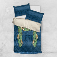 Hawai'i Paniolo Maile Twisted Lei Bedding Set Cobalt Blue LT7 US Twin 172cm x 218cm Cobalt Blue - Polynesian Pride