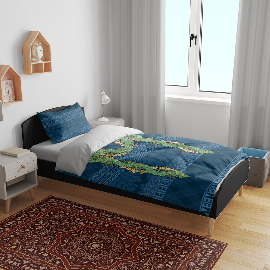 Hawai'i Paniolo Maile Twisted Lei Bedding Set Cobalt Blue LT7 - Polynesian Pride