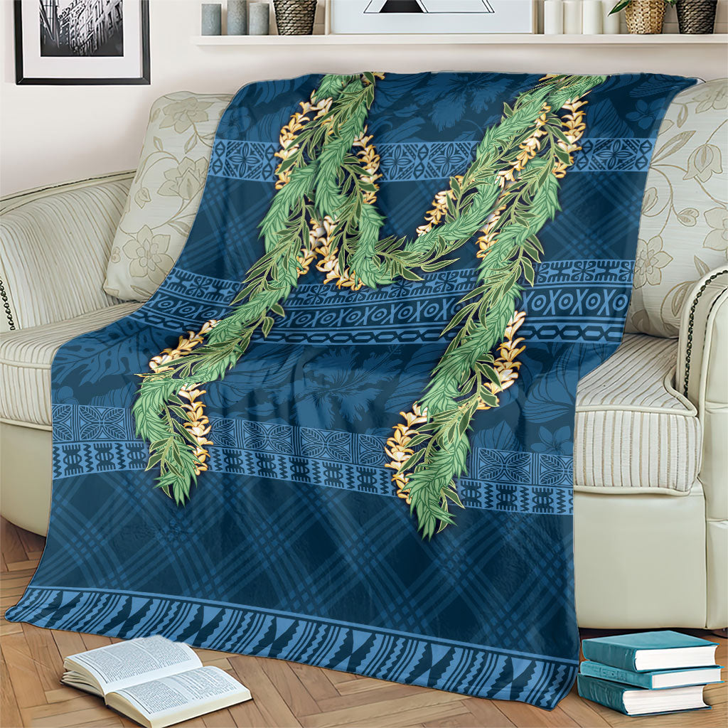 Hawai'i Paniolo Maile Twisted Lei Blanket Cobalt Blue