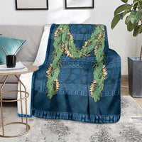 Hawai'i Paniolo Maile Twisted Lei Blanket Cobalt Blue