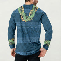 Hawai'i Paniolo Maile Twisted Lei Button Sweatshirt Cobalt Blue LT7 - Polynesian Pride