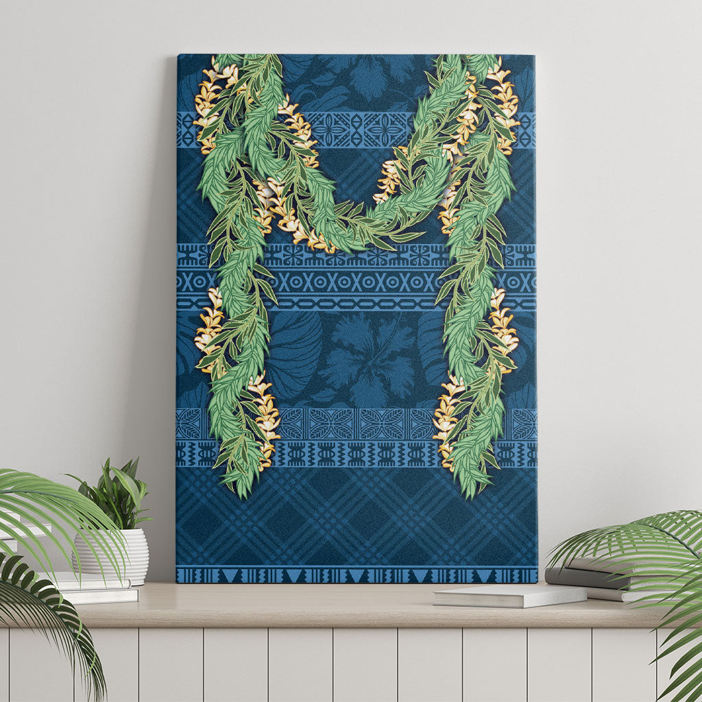 Hawai'i Paniolo Maile Twisted Lei Canvas Wall Art Cobalt Blue LT7 - Polynesian Pride