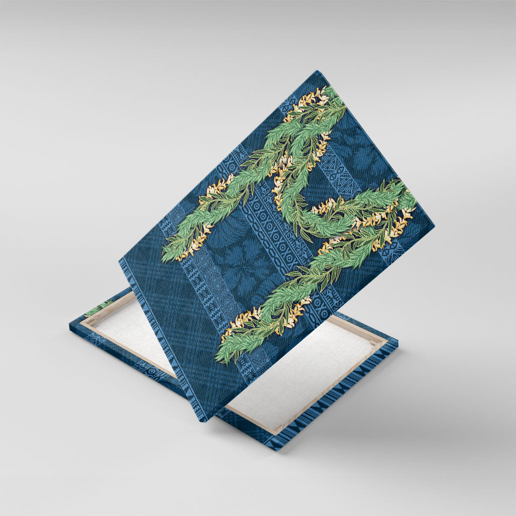 Hawai'i Paniolo Maile Twisted Lei Canvas Wall Art Cobalt Blue LT7 With Frame Cobalt Blue - Polynesian Pride