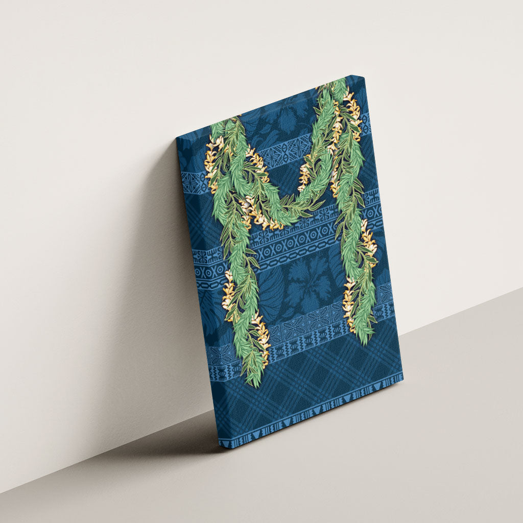 Hawai'i Paniolo Maile Twisted Lei Canvas Wall Art Cobalt Blue LT7 - Polynesian Pride
