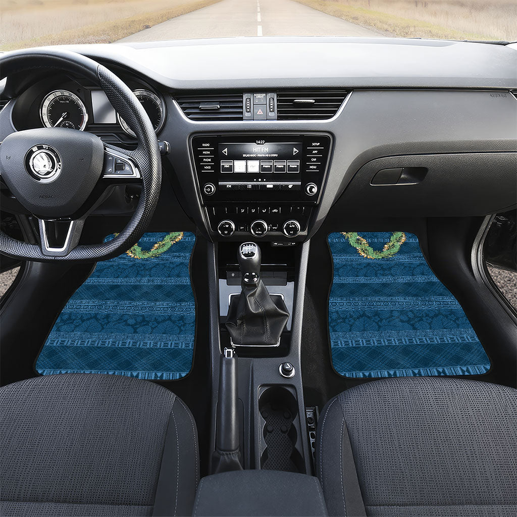 Hawai'i Paniolo Maile Twisted Lei Car Mats Cobalt Blue LT7 Set 2pcs - Front Cobalt Blue - Polynesian Pride