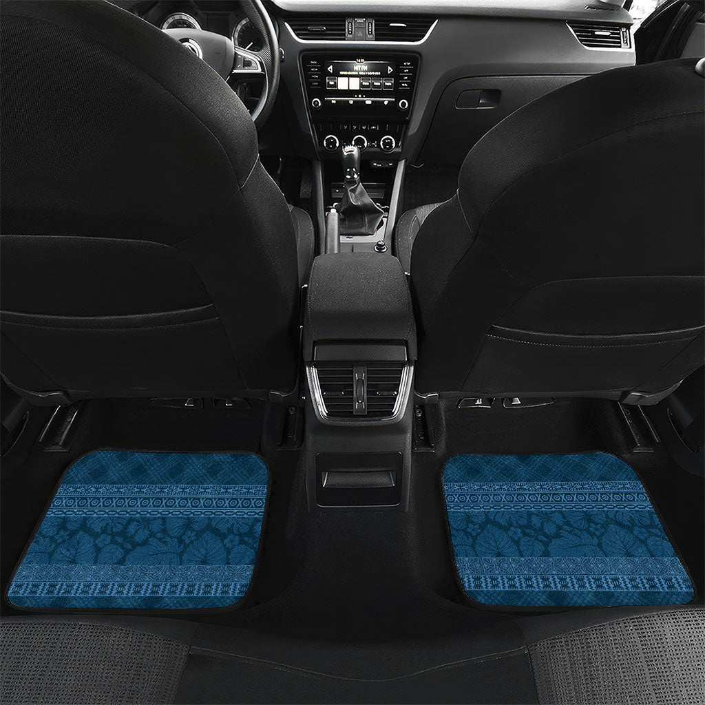 Hawai'i Paniolo Maile Twisted Lei Car Mats Cobalt Blue LT7 Set 2pcs - Back Cobalt Blue - Polynesian Pride
