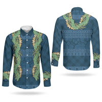 Hawai'i Paniolo Maile Twisted Lei Couples Matching Summer Maxi Dress and Long Sleeve Button Shirt Cobalt Blue LT7 - Polynesian Pride