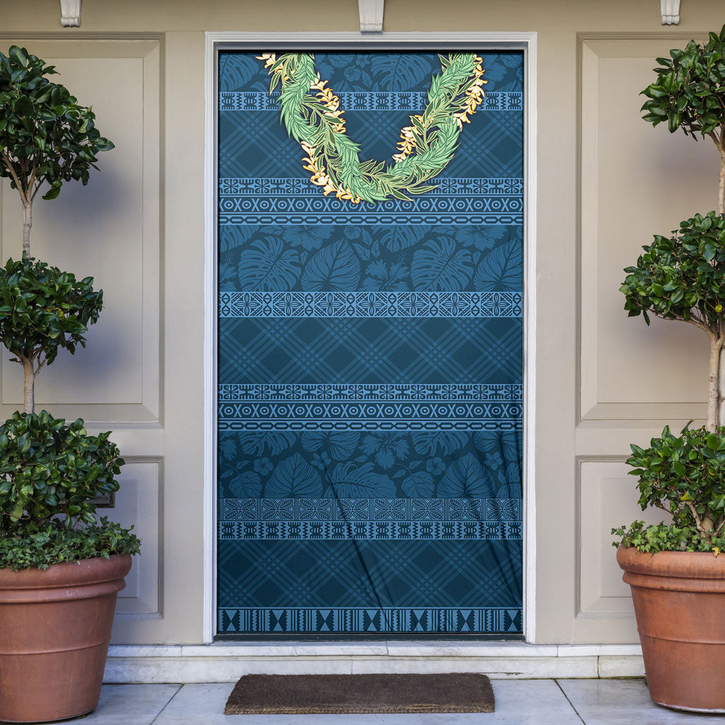 Hawai'i Paniolo Maile Twisted Lei Door Cover Cobalt Blue