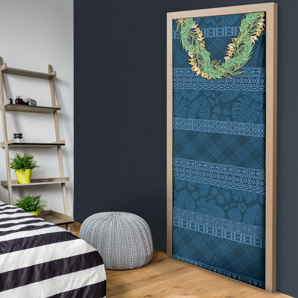 Hawai'i Paniolo Maile Twisted Lei Door Cover Cobalt Blue LT7 - Polynesian Pride