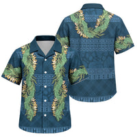 Hawai'i Paniolo Maile Twisted Lei Family Matching Puletasi and Hawaiian Shirt Cobalt Blue LT7 Son's Shirt Cobalt Blue - Polynesian Pride