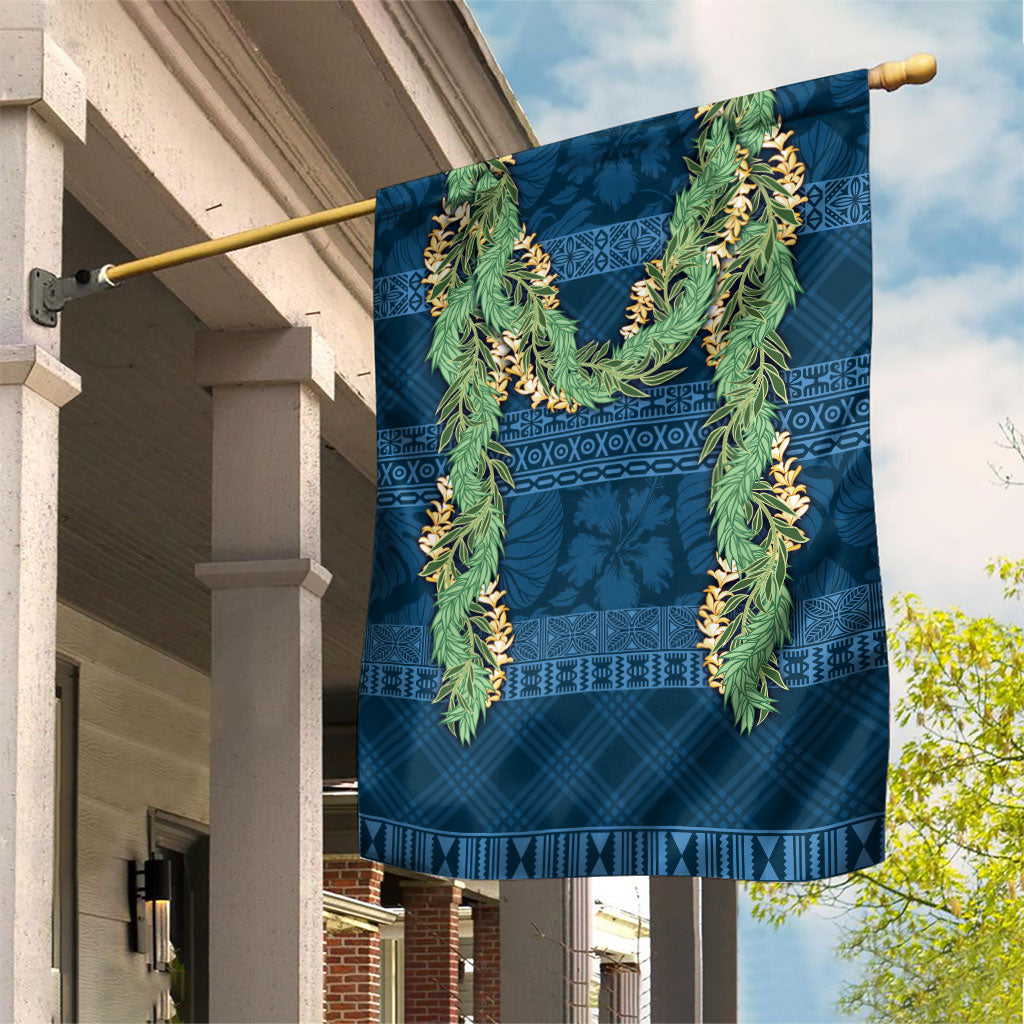 Hawai'i Paniolo Maile Twisted Lei Garden Flag Cobalt Blue LT7 House Flag Cobalt Blue - Polynesian Pride