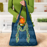 Hawai'i Paniolo Maile Twisted Lei Grocery Bag Cobalt Blue LT7 - Polynesian Pride
