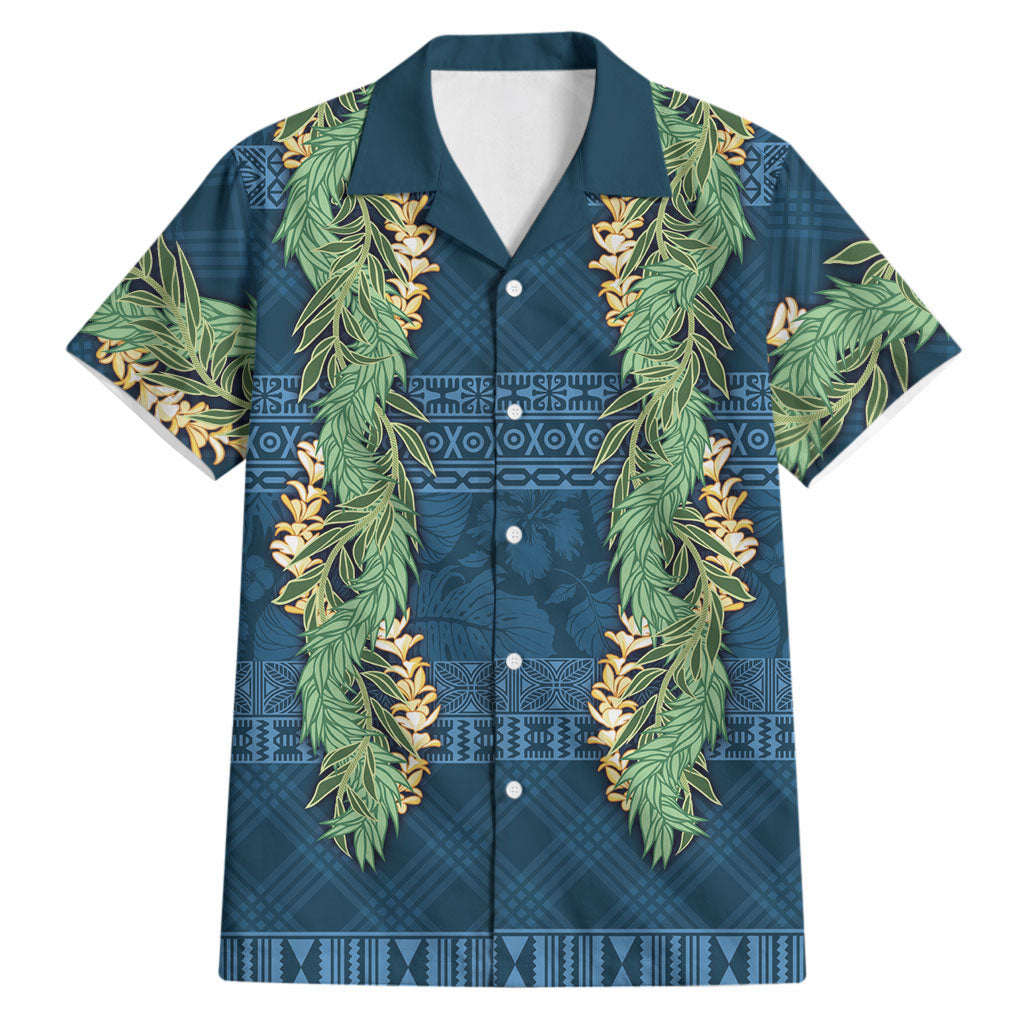 Hawai'i Paniolo Maile Twisted Lei Hawaiian Shirt Cobalt Blue LT7 Cobalt Blue - Polynesian Pride