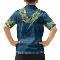 Hawai'i Paniolo Maile Twisted Lei Hawaiian Shirt Cobalt Blue LT7 - Polynesian Pride