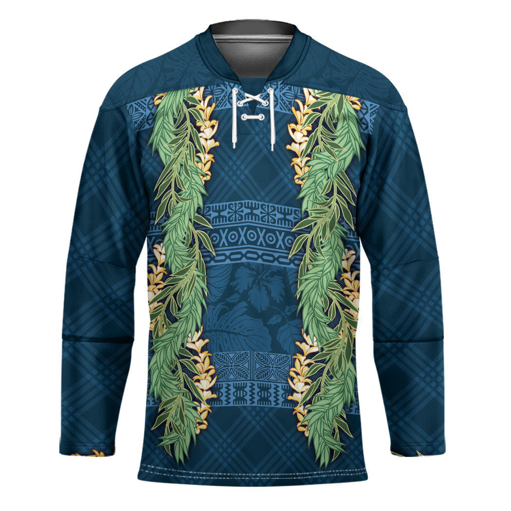 Hawai'i Paniolo Maile Twisted Lei Hockey Jersey Cobalt Blue