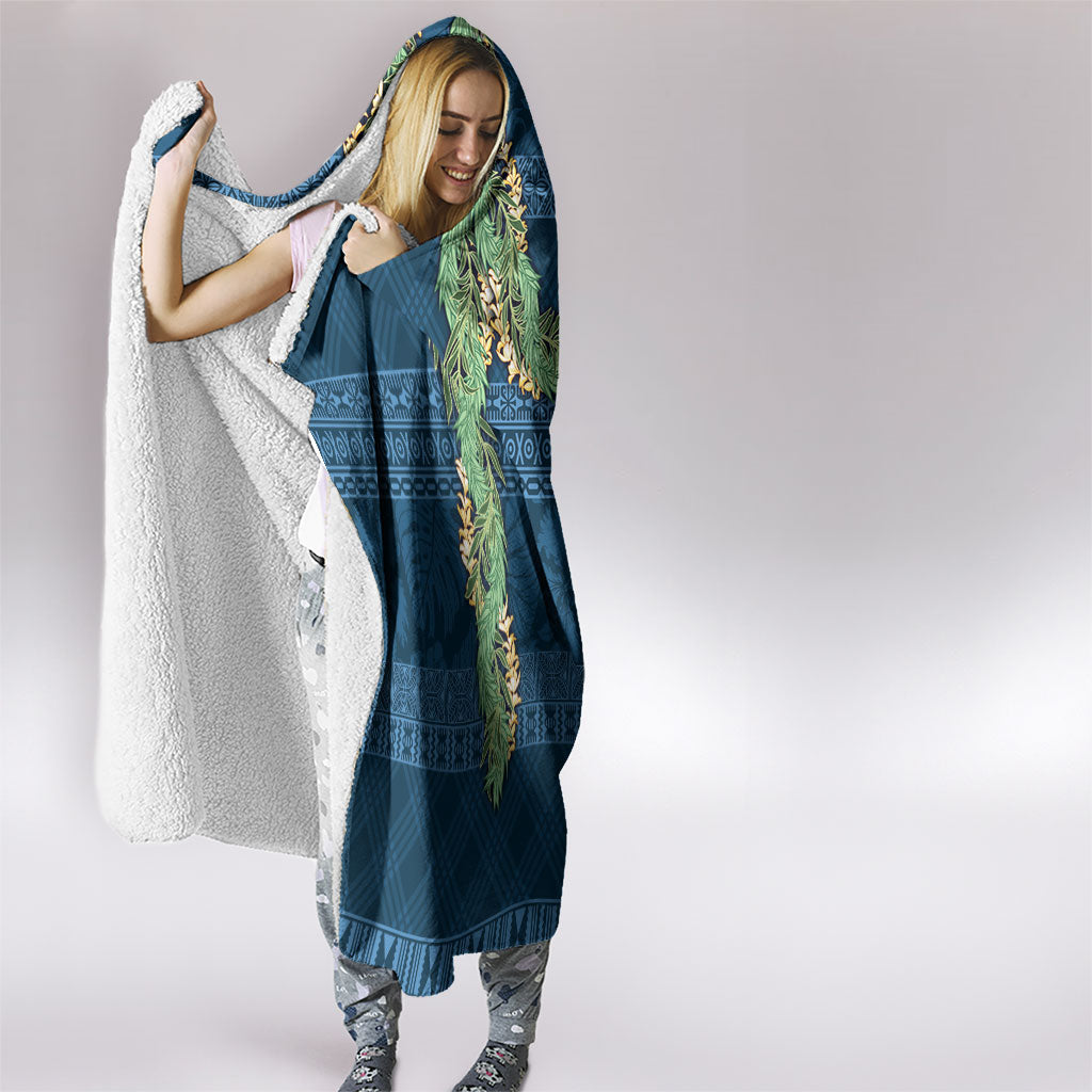 Hawai'i Paniolo Maile Twisted Lei Hooded Blanket Cobalt Blue LT7 - Polynesian Pride